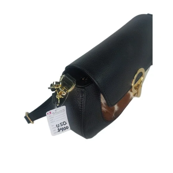 Charlie Leather Adeluccina Black Leather & Fur SM/Med Shoulder Bag/Crossbody-NWT - Picture 11 of 13